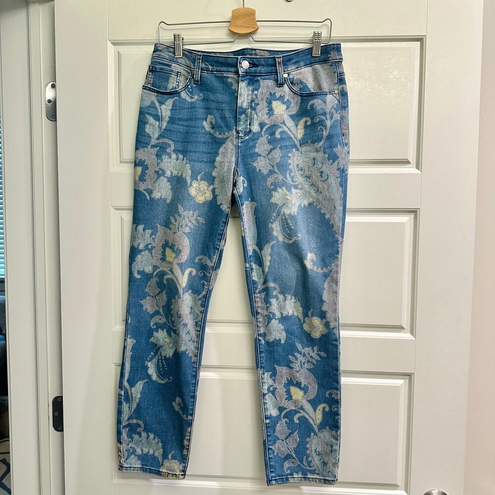 Chicos Floral Printed Skinny Jeans Sz 0.5